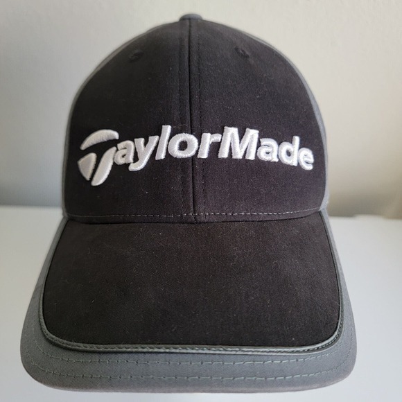 TaylorMade Golf Hat Cap TP Ball Burner Adjustable Strapback‎ Black Gray - Picture 1 of 11